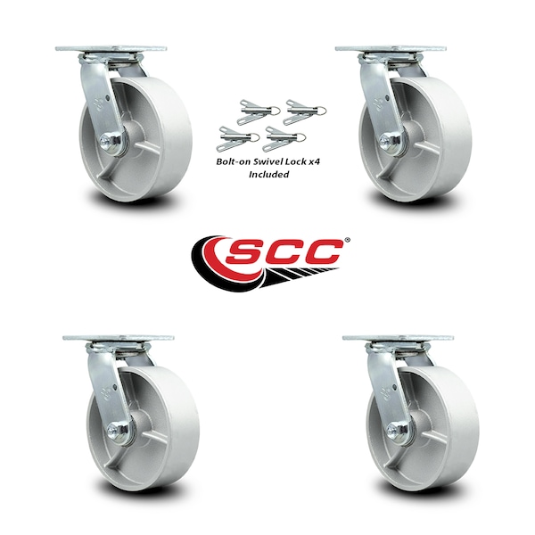 6 Inch Semi Steel Swivel Caster Set With Ball Bearing And Swivel Lock SCC